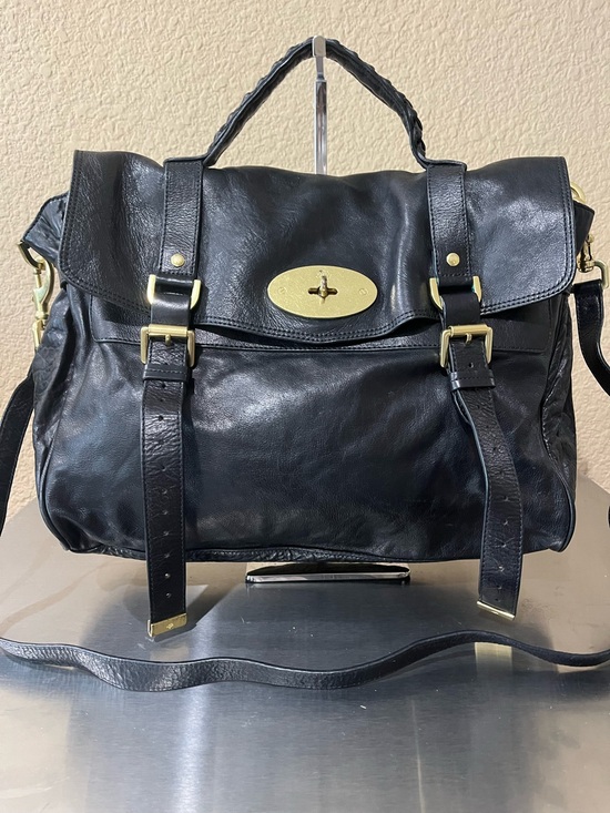 Mulberry Handbags - MULBERRY BLACK LEATHER ALEXA
